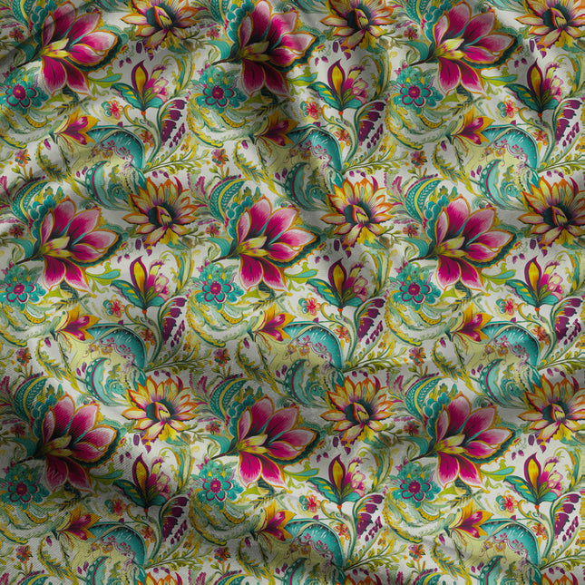 Luxury Festive Floral Floraison uSoft Satin Printed Fabric