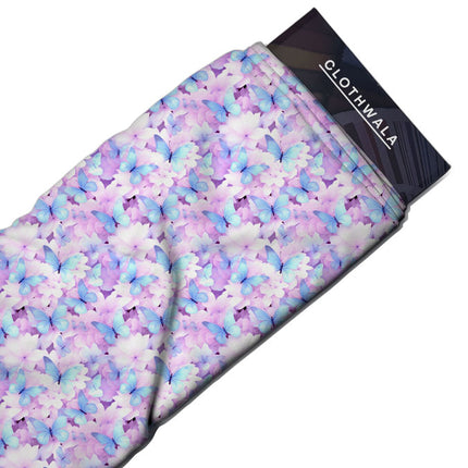 Luxury Pastel Whimsical Nature Flutter uSoft Satin Printed Fabric