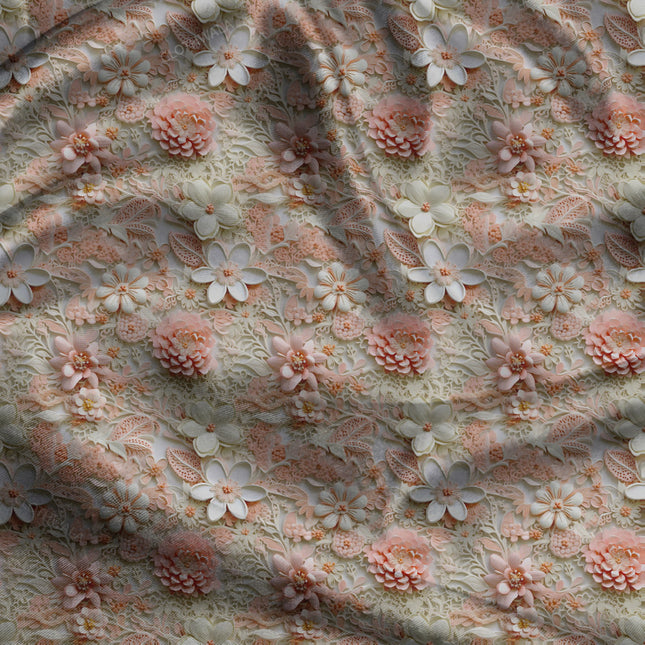 Must-Have Floral Blush Lace uSoft Satin Printed Fabric