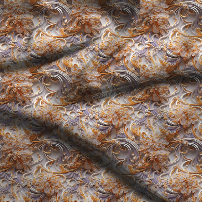 Luxury Baroque Revival Mocha Swirl Soft Crepe Printed Fabric