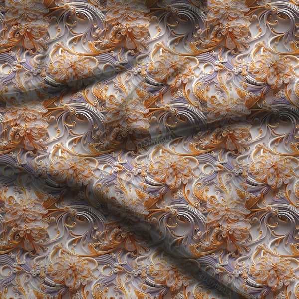 Luxury Baroque Revival Mocha Swirl Soft Crepe Printed Fabric