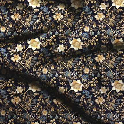 Limited Edition Midnight Floral Floriade Soft Crepe Printed Fabric
