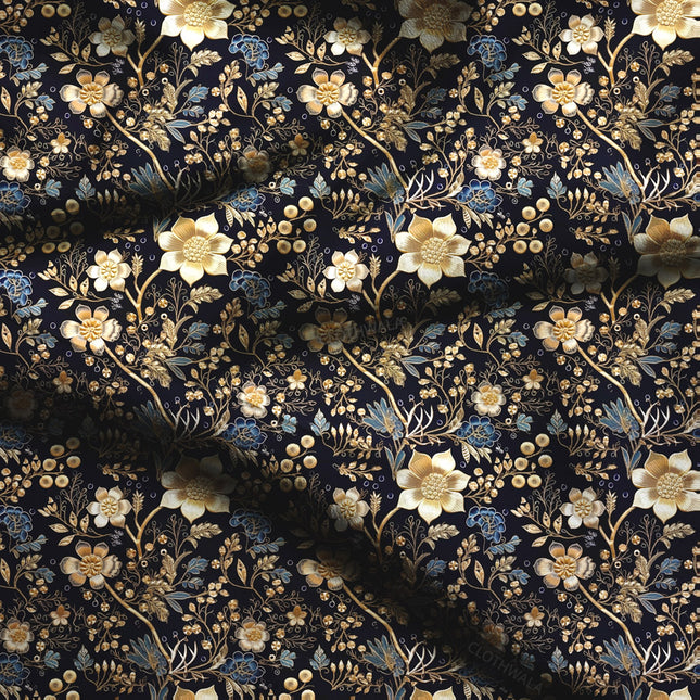 Limited Edition Midnight Floral Floriade Soft Crepe Printed Fabric
