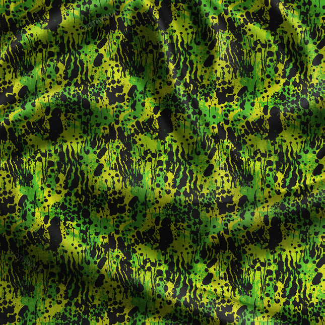 Trendy Electric Abstract Jungle Drip uSoft Satin Printed Fabric