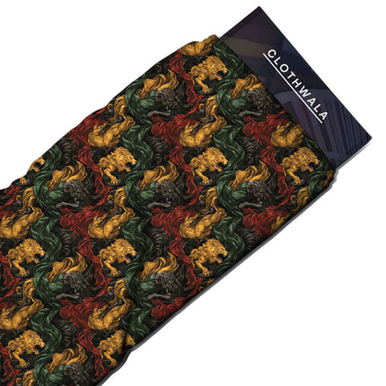 Latest Majestic Animal Roar Soft Crepe Printed Fabric