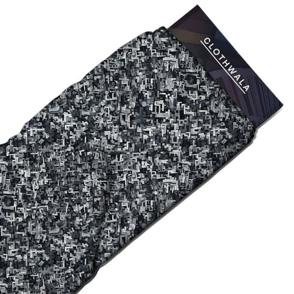 Trendsetting Urban Geometric Labyrinth Soft Crepe Printed Fabric