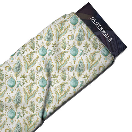 Trendy Botanical Floral Goldleaf Soft Crepe Printed Fabric