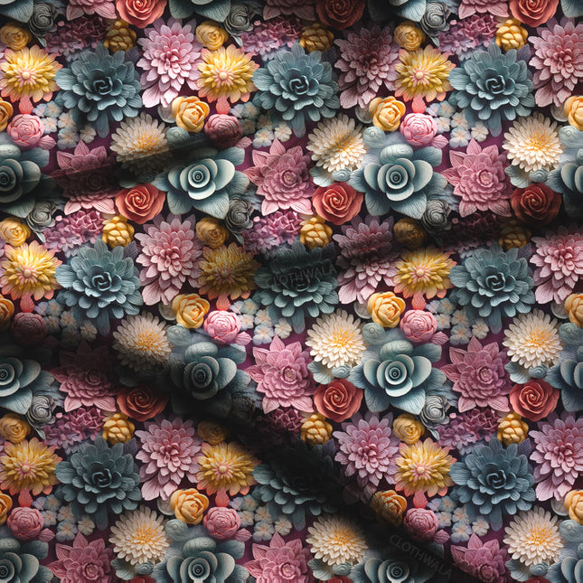 Exclusive Midnight Floral Gala Soft Crepe Printed Fabric