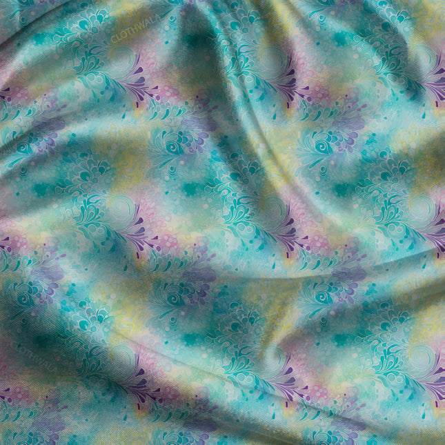 Premium Misty Floral Whispers uSoft Satin Printed Fabric