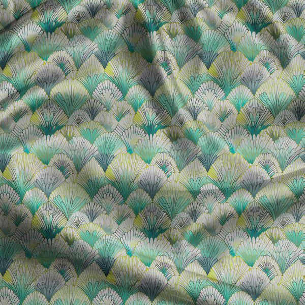 Limited Edition Gilded Nautical Seafan uSoft Satin Printed Fabric
