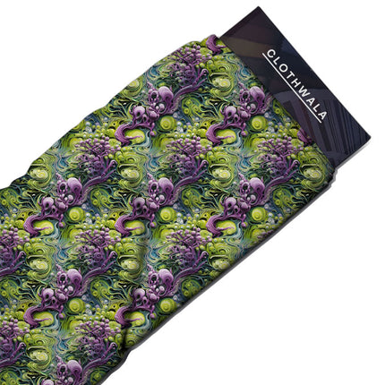 Innovative Nature-inspired Sea Anemone Swirls Soft Crepe Printed Fabric