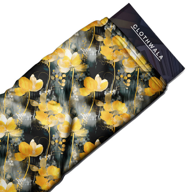 Bestseller Midnight Floral Blossom Rain uSoft Satin Printed Fabric