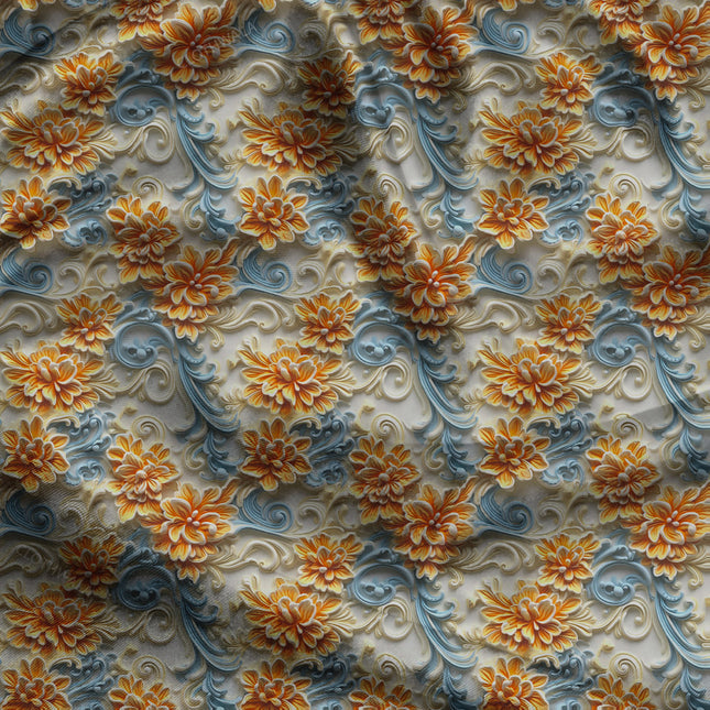 Luxury Floral Flourish Charm uSoft Satin Printed Fabric