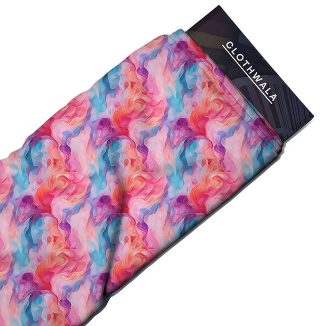 Premium Whispering Watercolor Mist Soft Crepe Printed Fabric