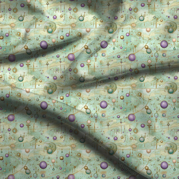 Must-Have Celestial Whimsical Galaxy Bauble Drift Soft Crepe Printed Fabric