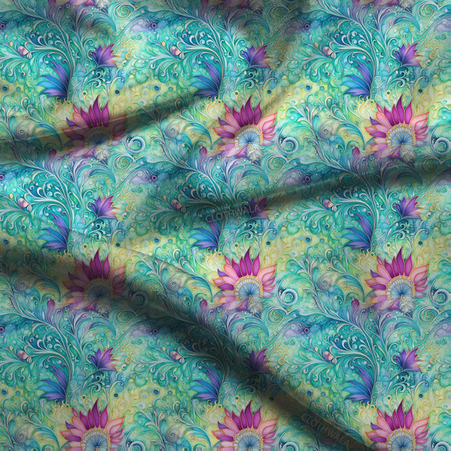 Limited Edition Enchanted Floral Botanica Soft Crepe Printed Fabric