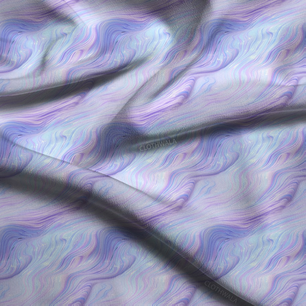 Luxury Haze Abstract Waves Soft Crepe Printed Fabric