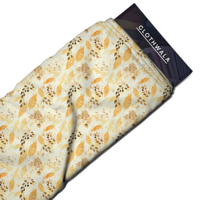 Limited Edition Autumn Botanical Leaves uSoft Satin Printed Fabric