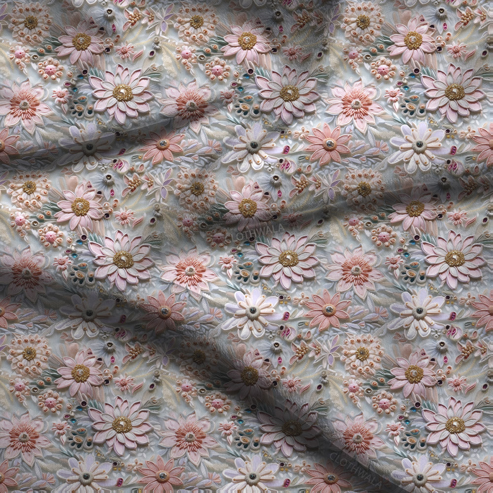 Trendy Midnight Botanical Elegance Blossom Waltz Soft Crepe Printed Fabric