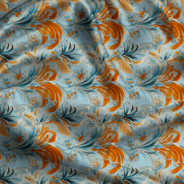 Bestseller Tangerine Rococo Breeze uSoft Satin Printed Fabric