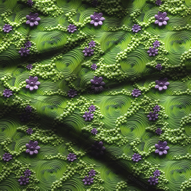 Limited Edition Floral Enchanted Fern Whirls Soft Crepe Printed Fabric