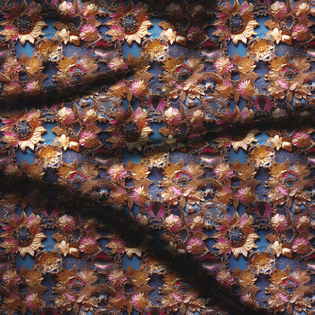 Exclusive Autumn Floral - Autumn Elegance Majesty Soft Crepe Printed Fabric