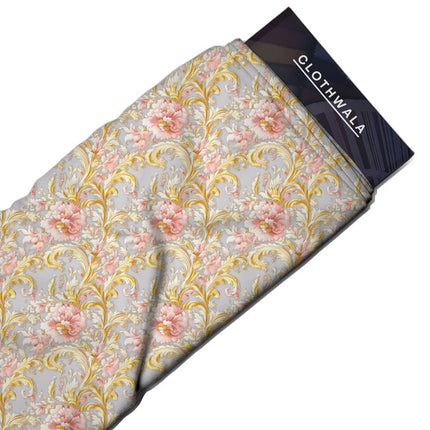 Luxury Rococo Vintage Romance Soft Crepe Printed Fabric