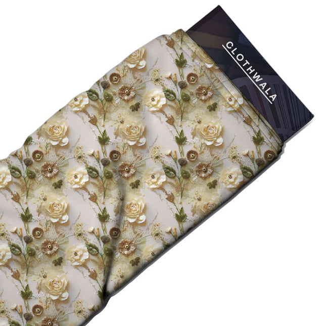 Limited Edition Vintage Floral Whisper Soft Crepe Printed Fabric