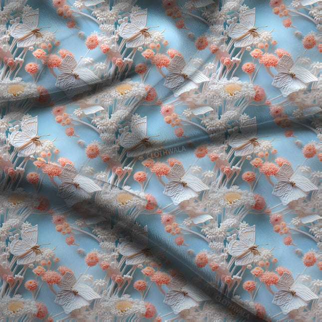 Luxury Oceanic Whimsy Coral Reef Soft Crepe Printed Fabric