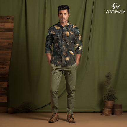 Premium Whispering Nature's Woods Soft Crepe Printed Fabric