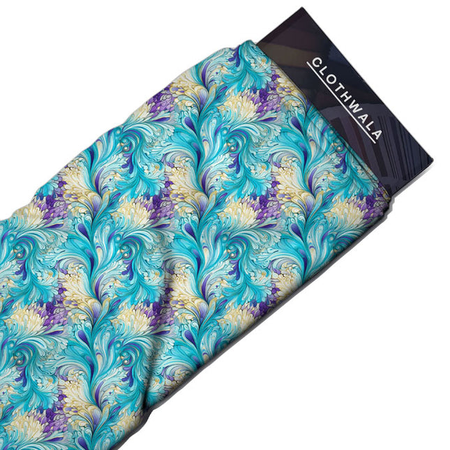 Trendy Majestic Animal-Inspired Peacock uSoft Satin Printed Fabric