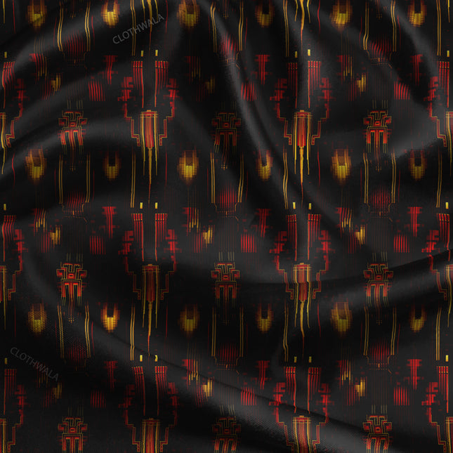 Trendy Cyberpunk Pixel Glitch uSoft Satin Printed Fabric