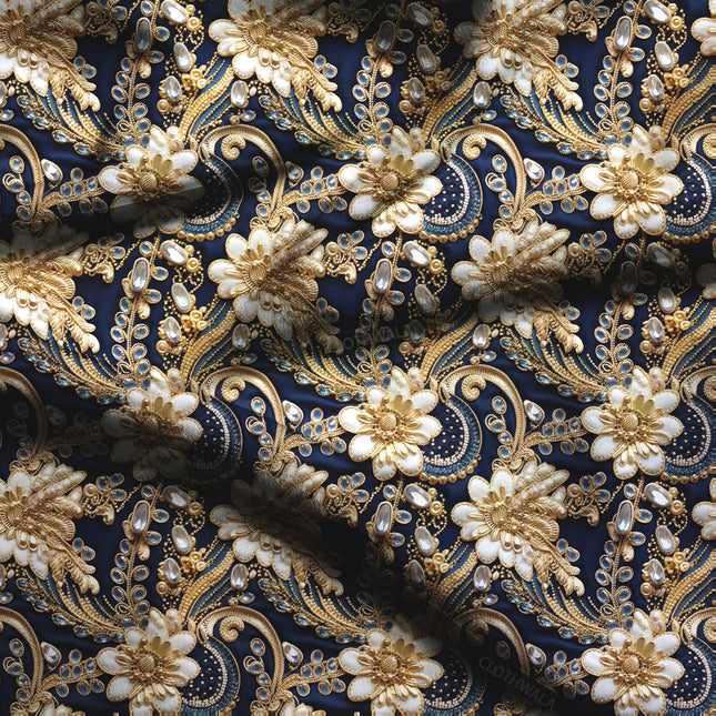 Limited Edition Floral Pearl Garden Soft Crepe Printed Fabric