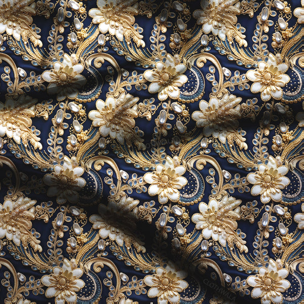 Limited Edition Floral Pearl Garden Soft Crepe Printed Fabric
