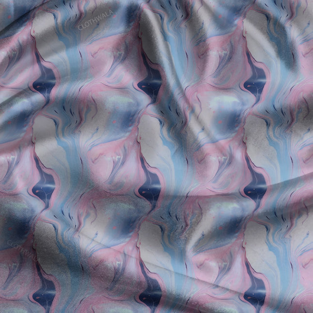 Luxury Serene Abstract Swirl uSoft Satin Printed Fabric