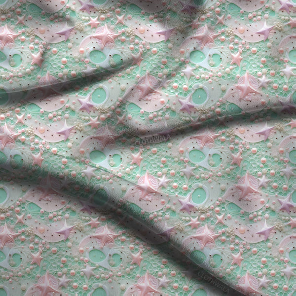 Exclusive Mermaid Nature Lagoon Soft Crepe Printed Fabric