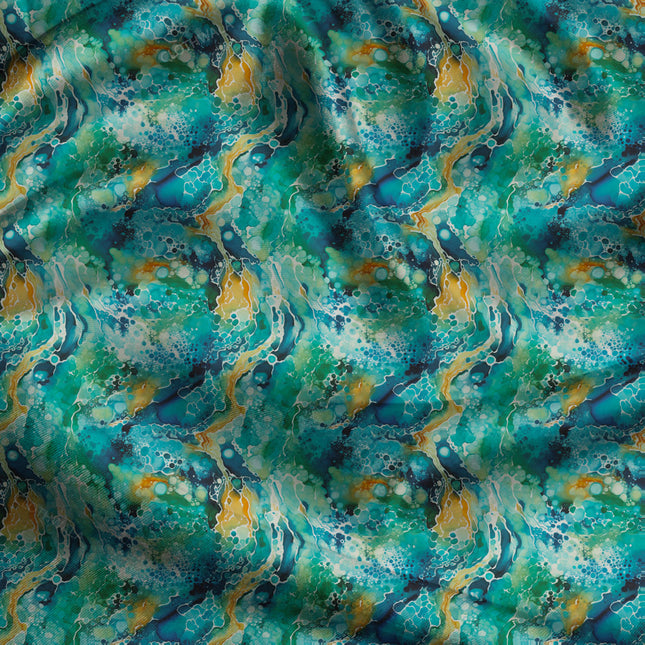 Exclusive Oceanic Abstract Ocean Mosaic uSoft Satin Printed Fabric