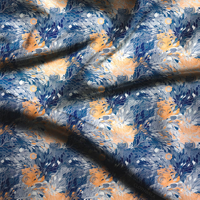 New Floral Hybrid Oceanic Charm Soft Crepe Printed Fabric