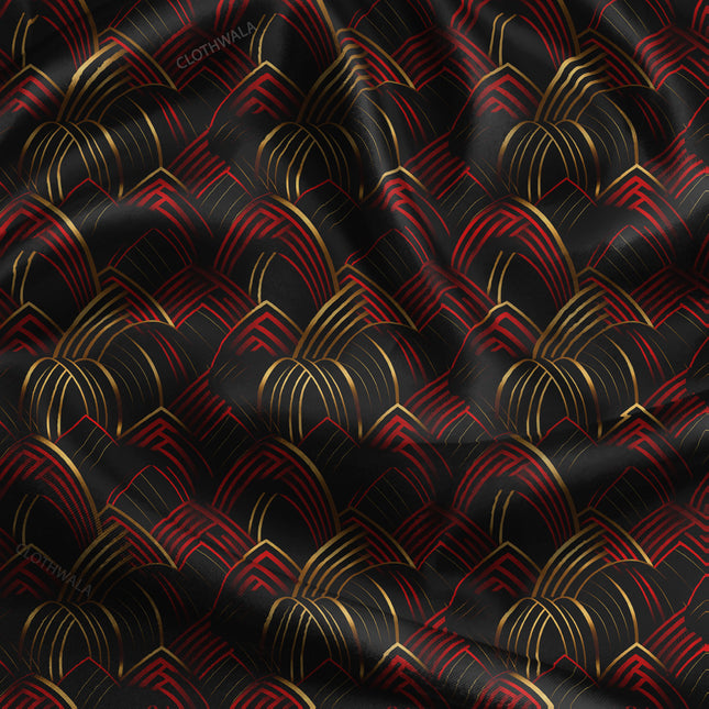 Hotpick Neon Deco Waves uSoft Satin Printed Fabric