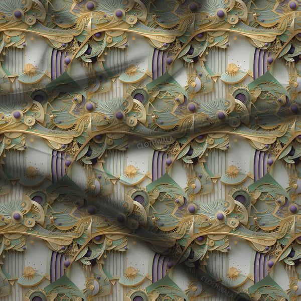 Must-Have Baroque Revival Bead Cascade Soft Crepe Printed Fabric